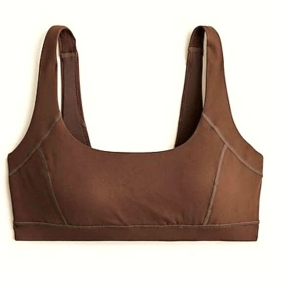 New J Crew CloudStretch Scoopneck Brown Sports Bra 3X - Picture 2 of 12
